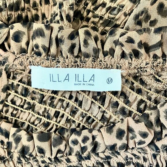 ILLA ILLA Animal Print Sheer Top Blouse Medium - Picture 3 of 3